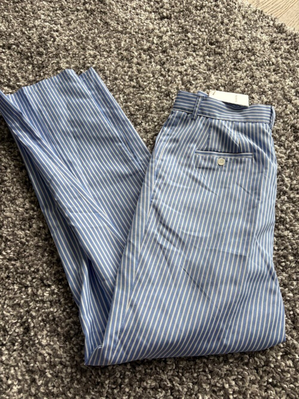 The Frankie Shop Blue Stripe Wide Leg Trousers L NWT